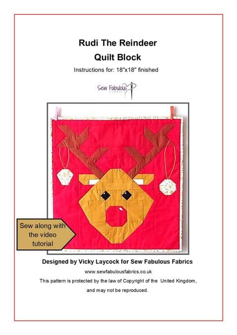 Rudi The Reindeer Mini Quilt PDF Pattern