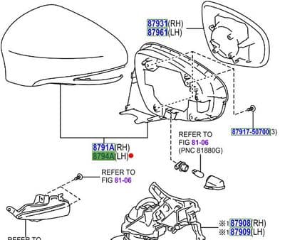 Genuine Lexus LH Mirror Cover White Pearl 8794A-76030-A0