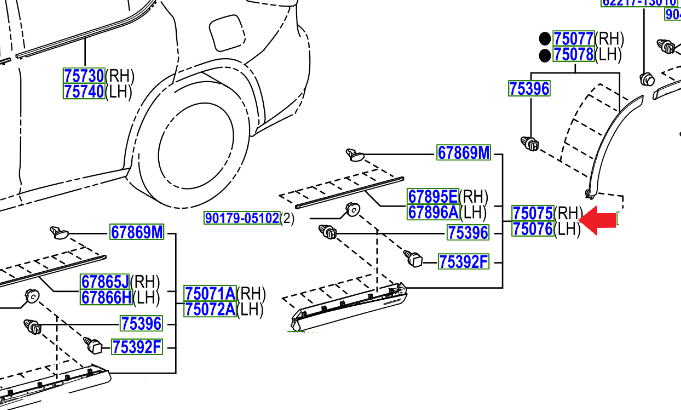 レクサス純正 RX リアドアプロテクタモールLH 75076-48140 Lexus RX350 RX450 RX450HL OEM Rear Left Outside Door Molding