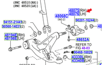 Genuine Lexus Rear Lower Wishbone Bracket & Bush RH 48075-30030