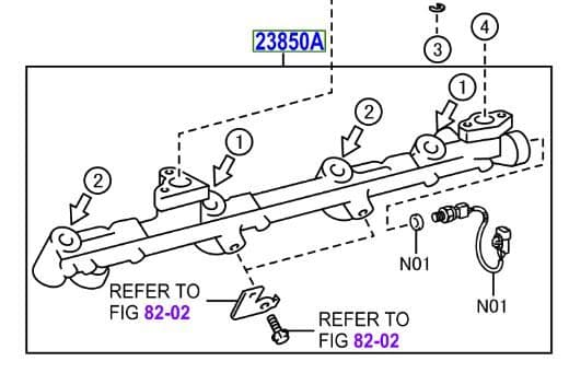 Genuine Lexus RH Fuel Delivery Pipe 23850-31020 with Sensor