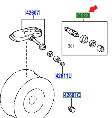 Genuine Lexus Tyre Valve Fitting Kit 04423-02010