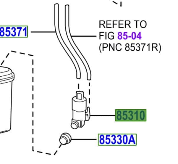 Windshield Washer Pump For Toyota Highlander 2020, RAV4, Corolla - OEM 85330-0E030 Replacement