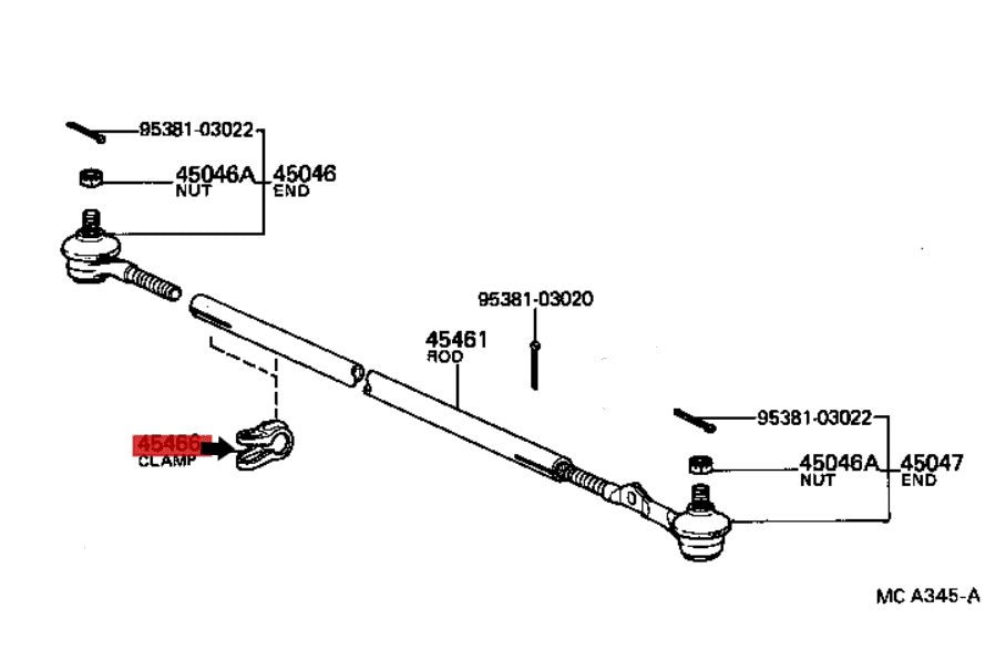 Genuine Toyota CLAMP END 45466-55010