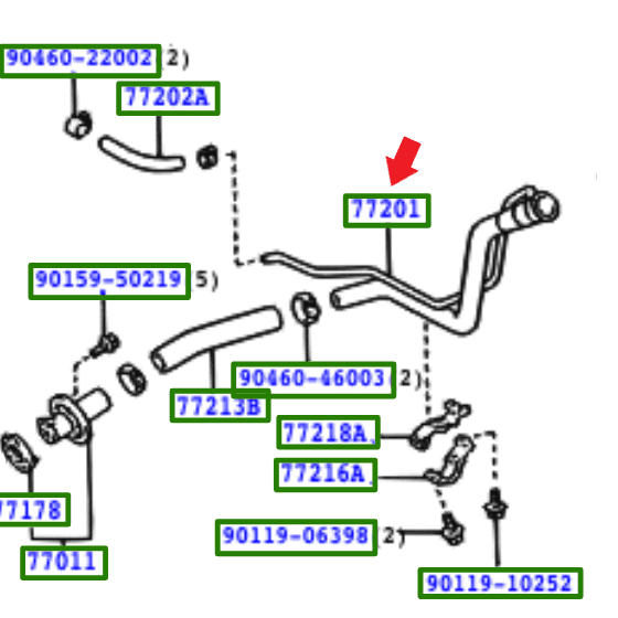 Genuine Toyota Fuel Filler Pipe 7720112500