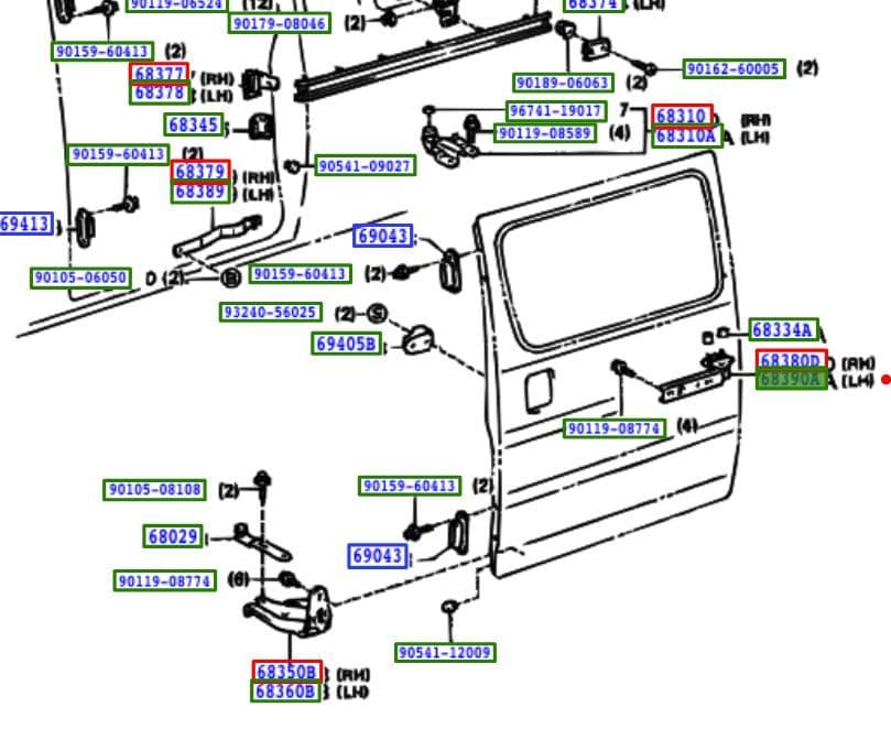 Toyota Hiace auto sliding door mechanism