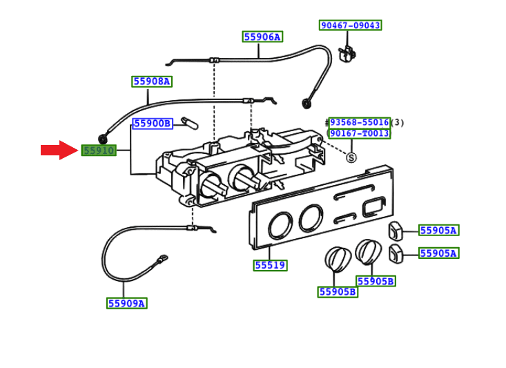 Genuine Toyota Hilux Heater Ventilation Control Unit 5591035130