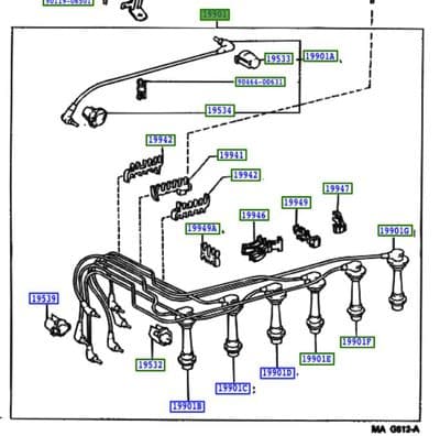 Genuine Toyota Ignition Cord Set Coil & Spark 90919-21521 9091921521