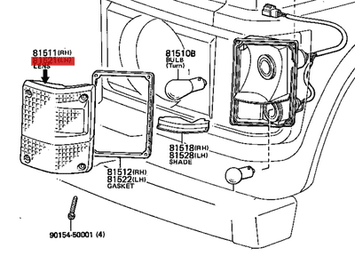 Genuine Toyota Land Cruiser LENS, FRONT TURN SIGNAL 81521-90A00