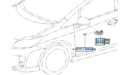 Genuine Toyota Mirror Indicator Lens RH 81730-52090 8173052090