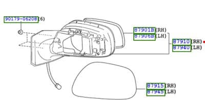 Genuine Toyota RH Wing Mirror 87910-52640 8791052640