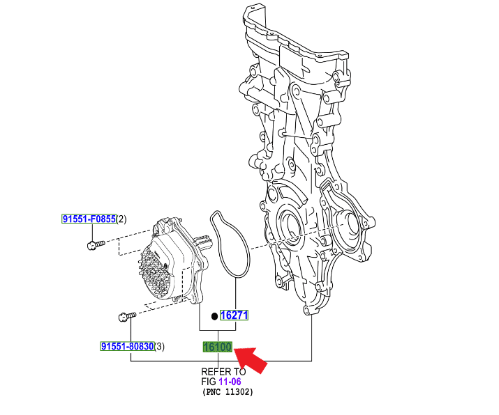 Genuine Toyota WATER PUMP ASSY 161A039035
