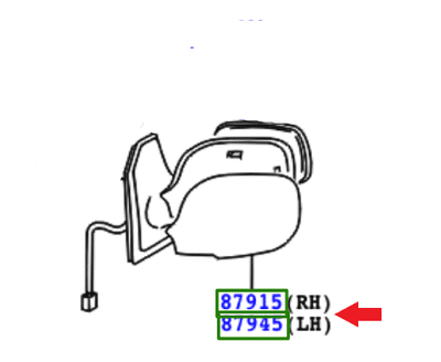 Genuine Toyota Wing Mirror Cover LH 87945-05901