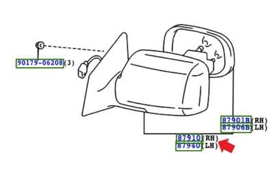 Genuine Toyota Wing Mirror LH 87940-52010
