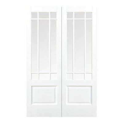 Downham Pair White Primed Clear Bevelled Glazed