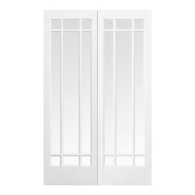 Manhattan Pair White Primed Clear Bevelled Glazed