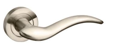Mediterranean Barcelona Lever on Round Rose - Satin Nickel