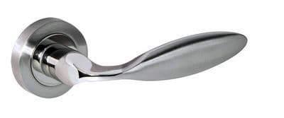 Mediterranean Ibiza Lever on Round Rose - Satin Nickel/Polished Nickel