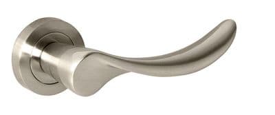Mediterranean Malaga Lever on Round Rose - Satin Nickel