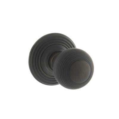Old English Ripon Solid Brass Reeded Mortice Knob on Concealed Fix Rose - Urban Dark Bronze