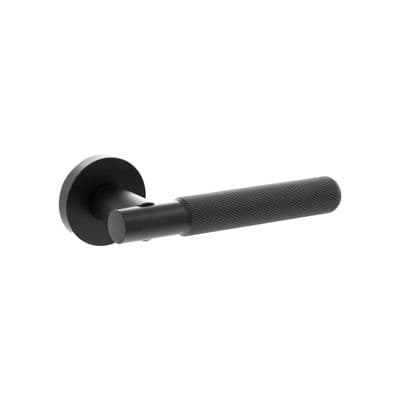 Senza Pari Rosarno Knurled Lever Handle on Round Rose - Matt Black