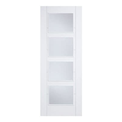 Vancouver White Primed Fire Door Clear Glazed