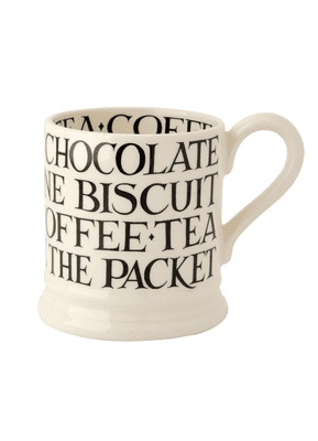 1/2 Pint Mug - Black Toast All Over Writing