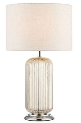 Amber Ribbed Glass Table Lamp with Shade