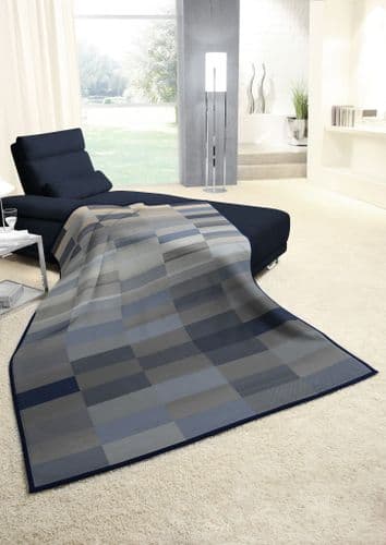Biederlack  Abstract Blocks - Blue (Cotton Home)  140 x 180cm
