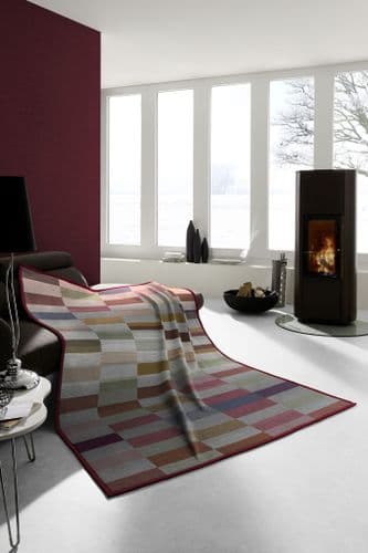 Biederlack  Abstract Blocks - Bordeaux (Cotton Home)  140 x 180cm