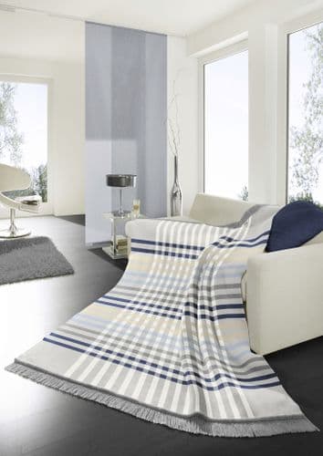 Biederlack  Border Check - Blue (Cotton Home)  140 x 180cm