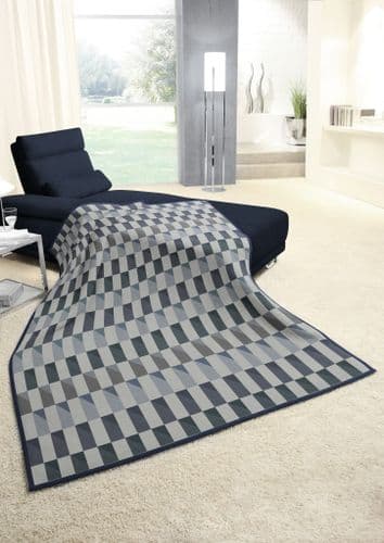 Biederlack  Colton Bricks - Blue (Cotton Home)  140 x 180cm