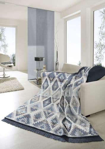 Biederlack  Ikat Diamond -Blue (Cotton Home)  140 x 170cm