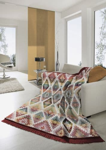 Biederlack  Ikat Diamond - Bordeaux (Cotton Home)  140 x 180cm