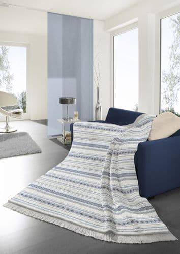 Biederlack  Kian Stripe-Blue (Cotton Home)  140 x 180cm