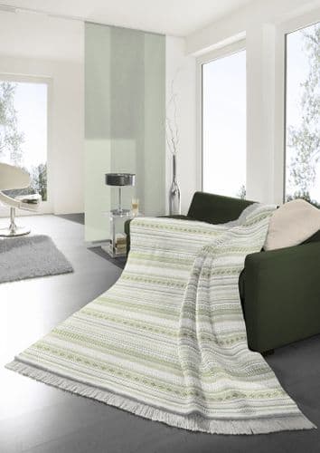 Biederlack  Kian Stripe-Green (Cotton Home)  140 x 180cm