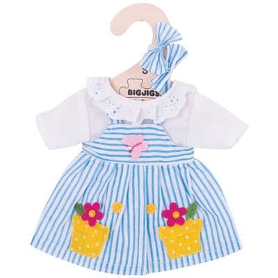 Bigjigs - Blue Striped Dress (for Size Small Doll)