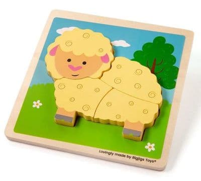 Bigjigs -  Chunky Lift-Out Puzzle - Sheep