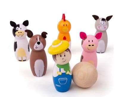 Bigjigs - Farm Themed Wooden Skittles