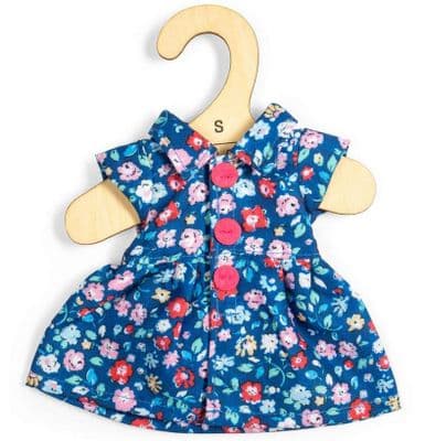 Bigjigs -Navy Floral  Dress  (for Size Small Doll)
