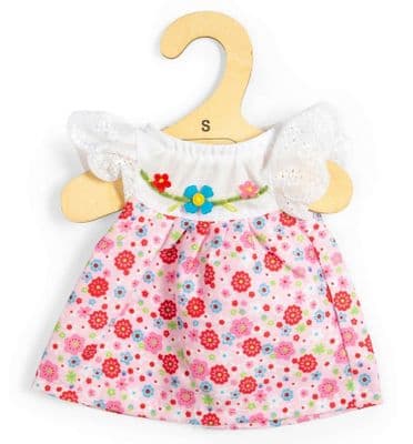 Bigjigs - Pink Dress with Lace Sleeves  (for Size Small Doll)