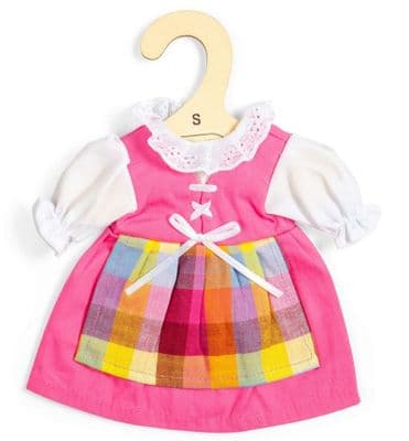 Bigjigs - Pink Dress with Pinafore (for Size Small Doll)