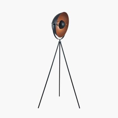 Black and Copper Diffused Tripod Floor Lamp