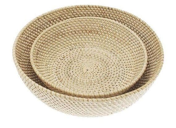 Bowl-Rattan - White Large (28dia)
