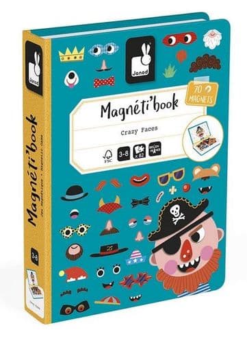 Boy's Crazy Faces Magneti'Book, 70 magnets (Janod)