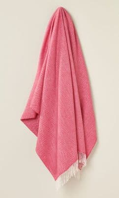 Bronte By Moon- Herringbone  Merino Throw - Cerise