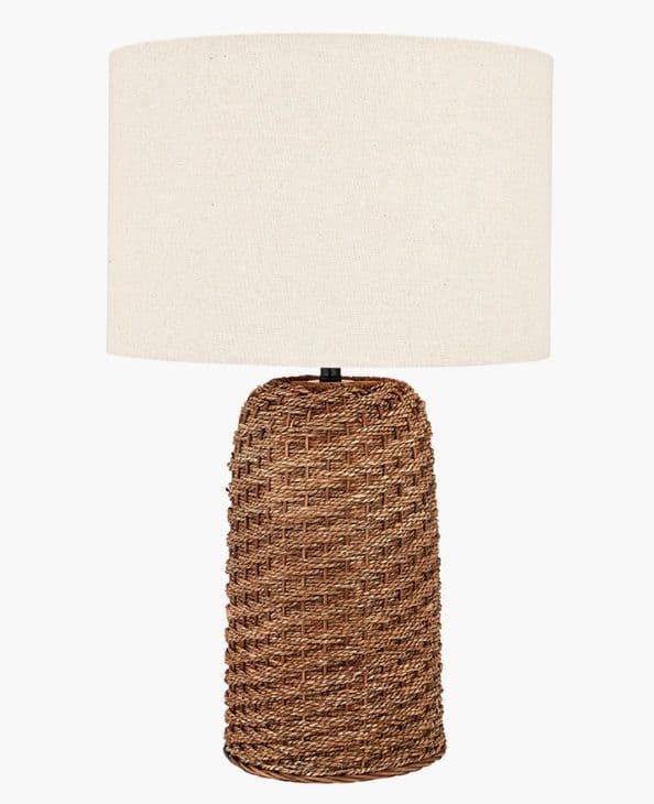 Brown Woven Seagrass Table Lamp with Shade