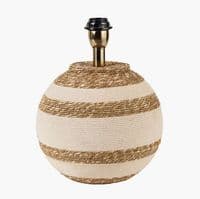 Cream and Natural Sea Grass Round Table Lamp Base with 35cm Natural Linen shade