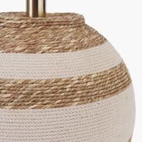 Cream and Natural Sea Grass Round Table Lamp Base with 35cm Natural Linen shade