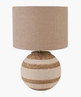 Cream and Natural Sea Grass Round Table Lamp Base with 35cm Natural Linen shade
